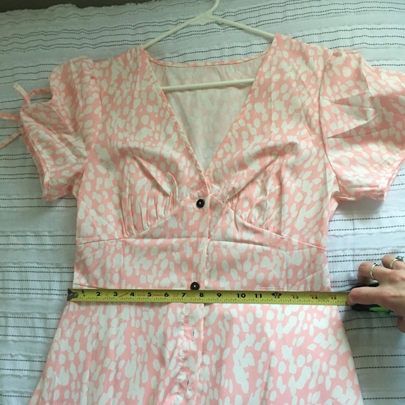 Printed V Neck Casual Dress w Tie Sleeve - Picture 6 of 9